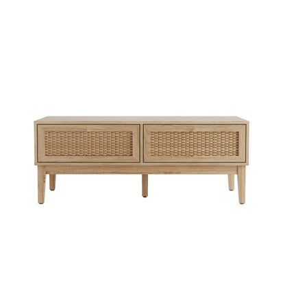 Waterford Oak Wood and Rattan Coffee Table 2 Doors