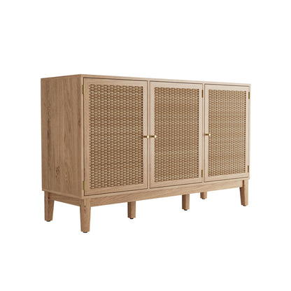 Waterford Oak Wood and Rattan Large Sideboard 3 Drawers