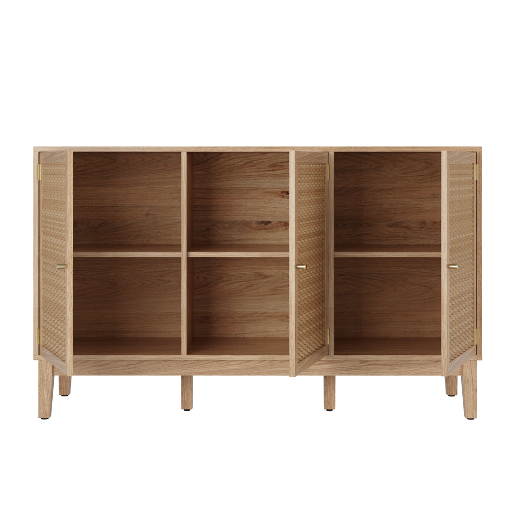 Waterford Oak Wood and Rattan Large Sideboard 3 Drawers