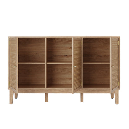 Waterford Oak Wood and Rattan Large Sideboard 3 Drawers