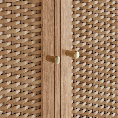 Waterford Oak Wood and Rattan Large Sideboard 3 Drawers