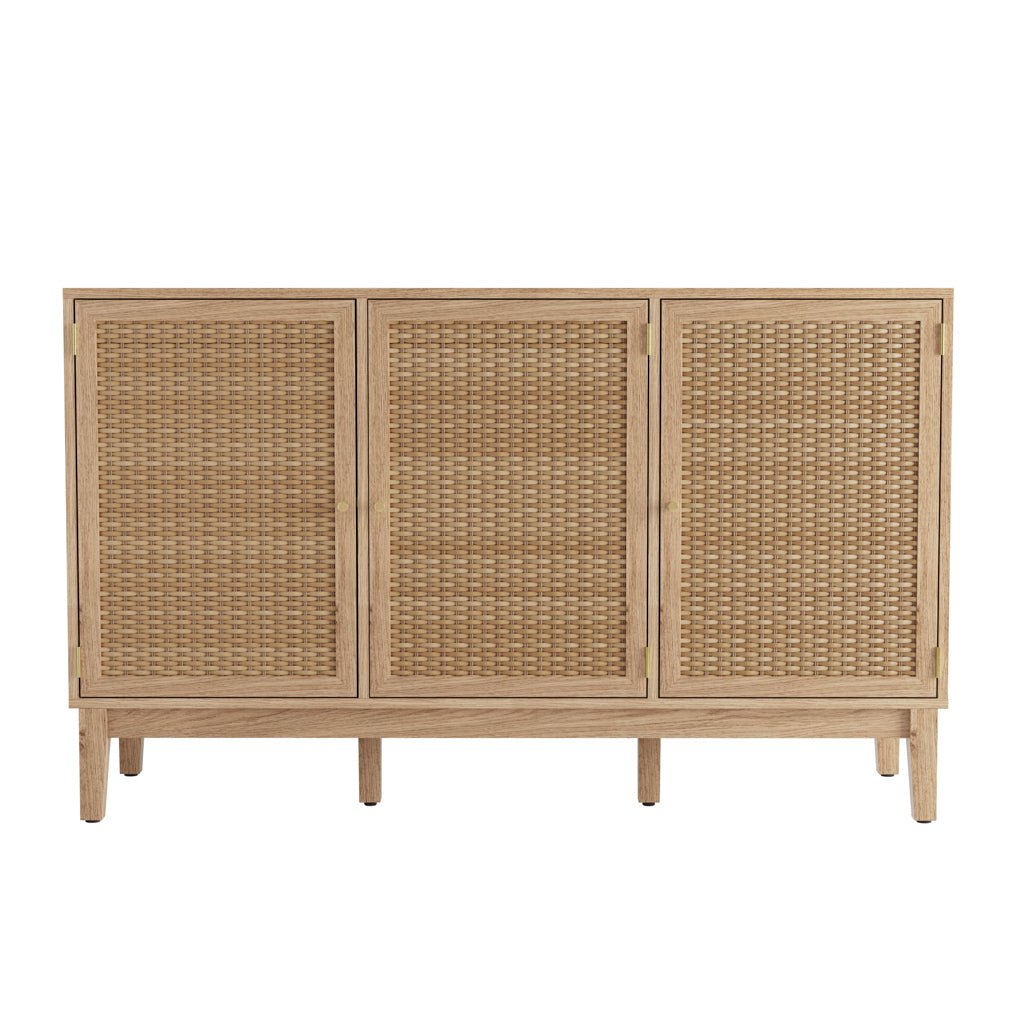 Waterford Oak Wood and Rattan Large Sideboard 3 Drawers