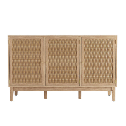Waterford Oak Wood and Rattan Large Sideboard 3 Drawers