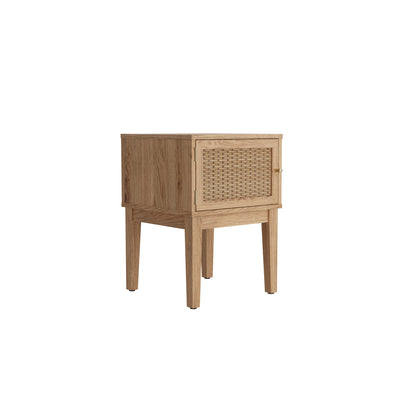 Waterford Oak Wood and Rattan Bedside Table 1 Door