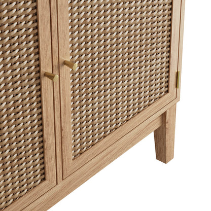 Waterford Oak Wood and Rattan Small Sideboard 2 Drawers
