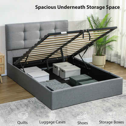 Sutto 4FT6 Double Ottoman Bed with Gas Lift Storage Grey