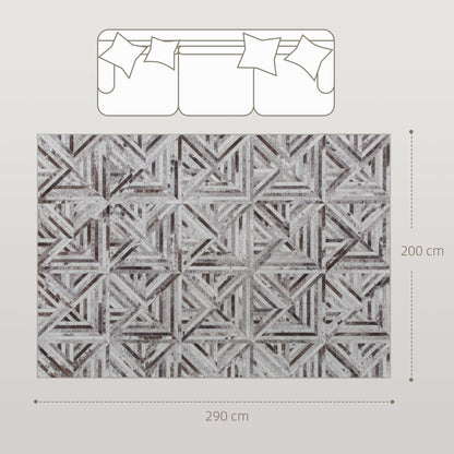 Fisuk 290 x 200cm Chenille Brown Triangle Pattern Non Slip Washable Rug