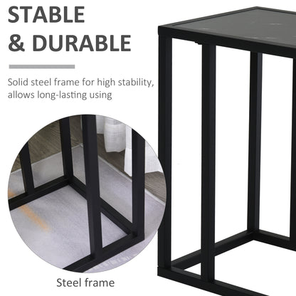Rase Metal Black Sofa Table With Marble Effect Top