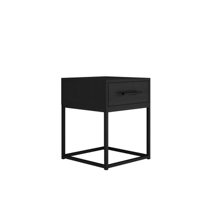 Hoopla Matt Black Wooden Bedside Table 1 Drawer