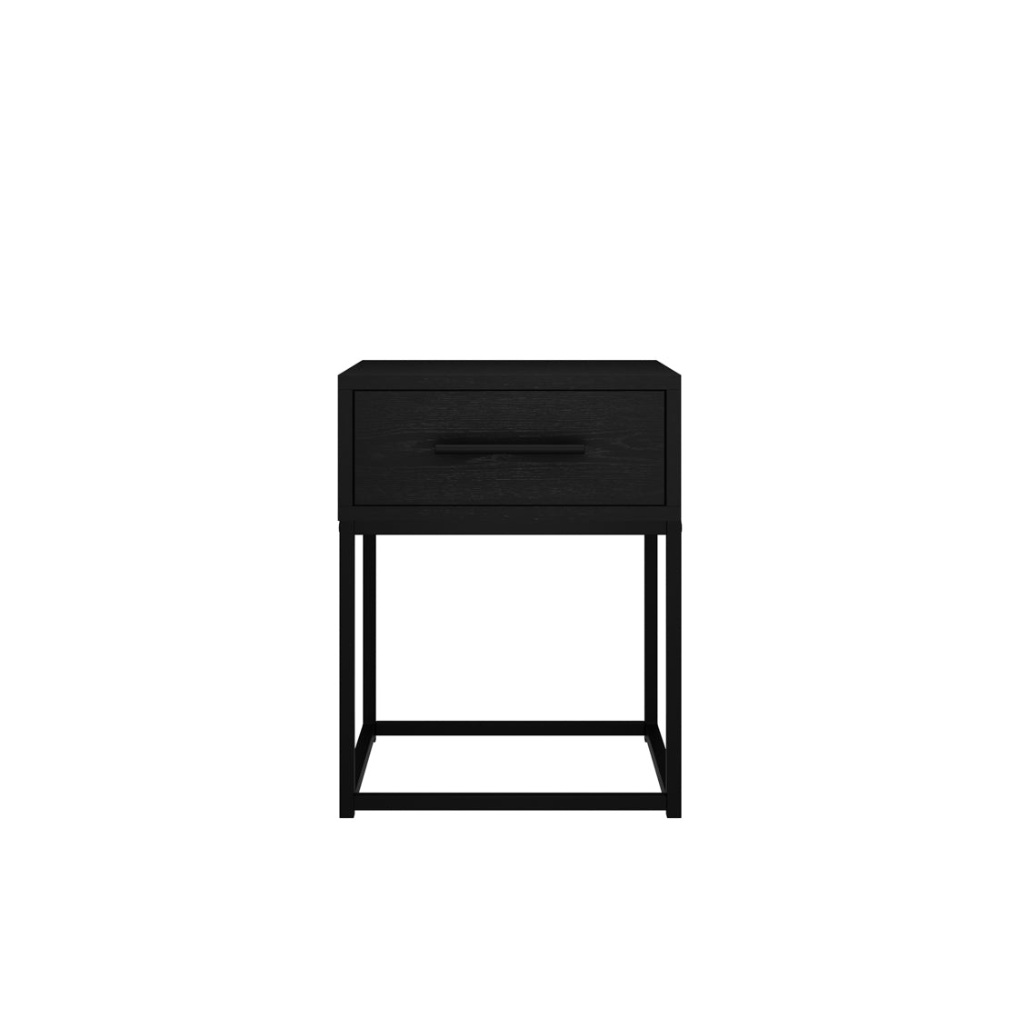 Hoopla Matt Black Wooden Bedside Table 1 Drawer
