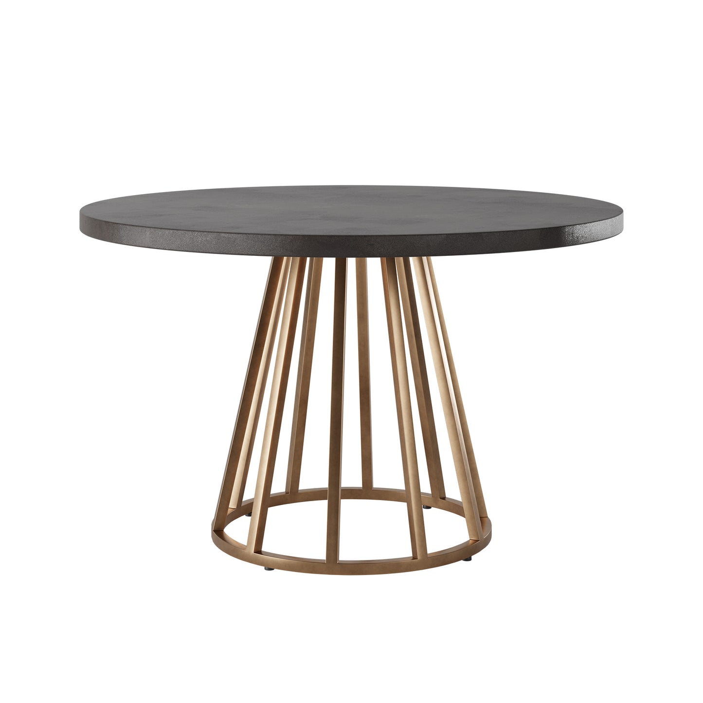 Lucca Grey Faux Dark Concrete Top and Gold Round Dining Table
