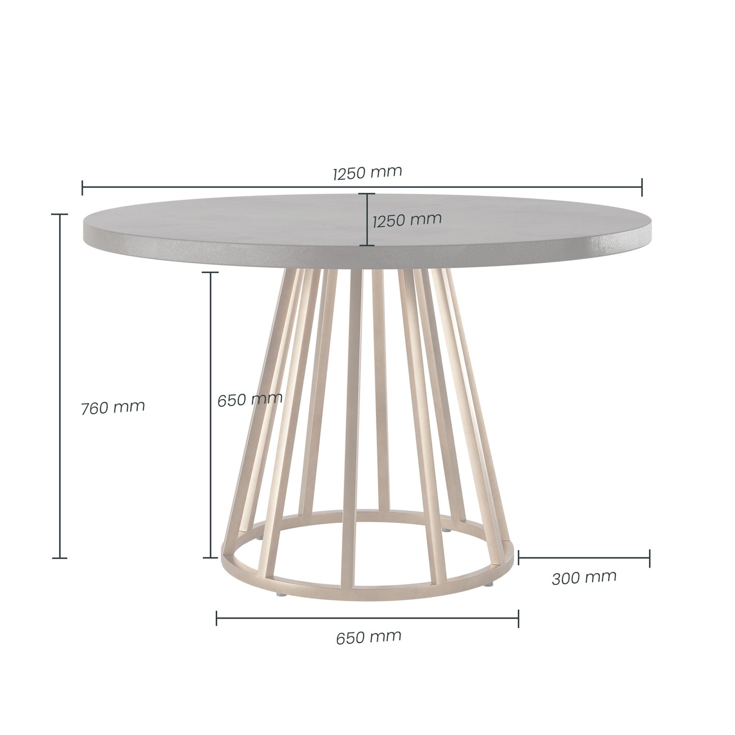 Lucca Grey Faux Dark Concrete Top and Gold Round Dining Table