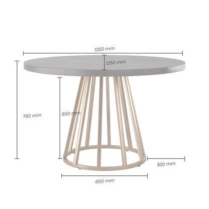 Lucca Grey Faux Dark Concrete Top and Gold Round Dining Table