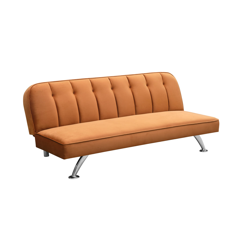 Malahide Upholstered Orange Velvet Tufted Sofa Bed