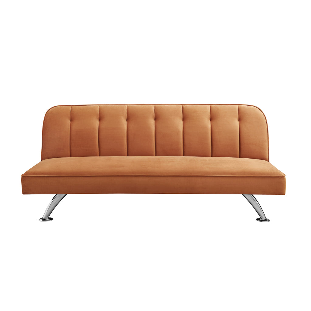 Malahide Upholstered Orange Velvet Tufted Sofa Bed