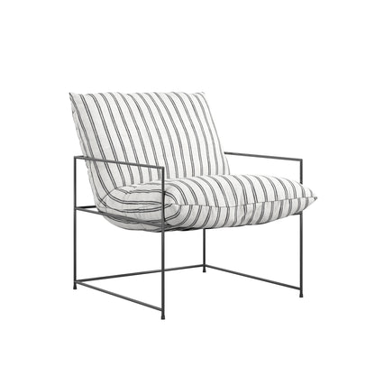 Drogheda Stripe White Chair Metal Frame