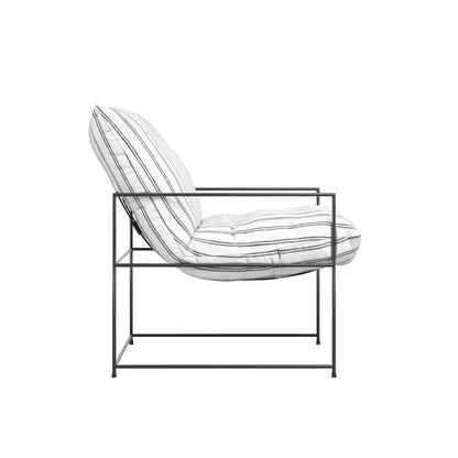 Drogheda Stripe White Chair Metal Frame