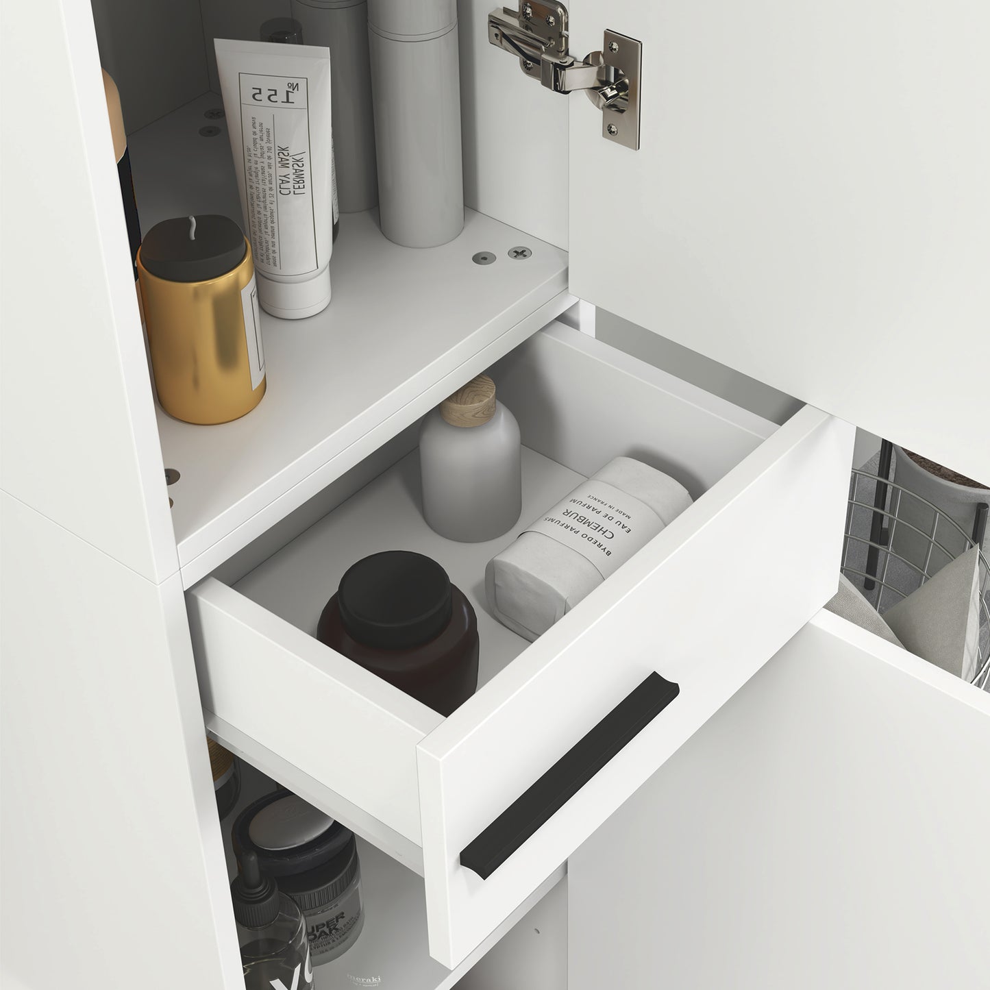 Mael Extra Tall Slim Bathroom Storage Cabinet In White 190cm
