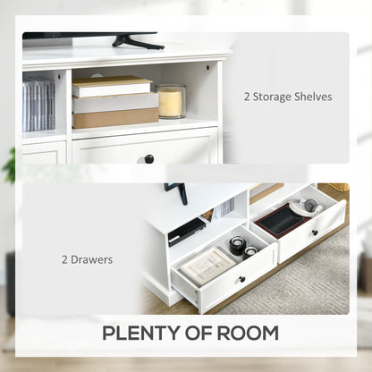 Letoco Yoyo Wooden White Compact TV Stand With Drawers OFauxn Storage And Cable Management For Screens Up To 45 Inches