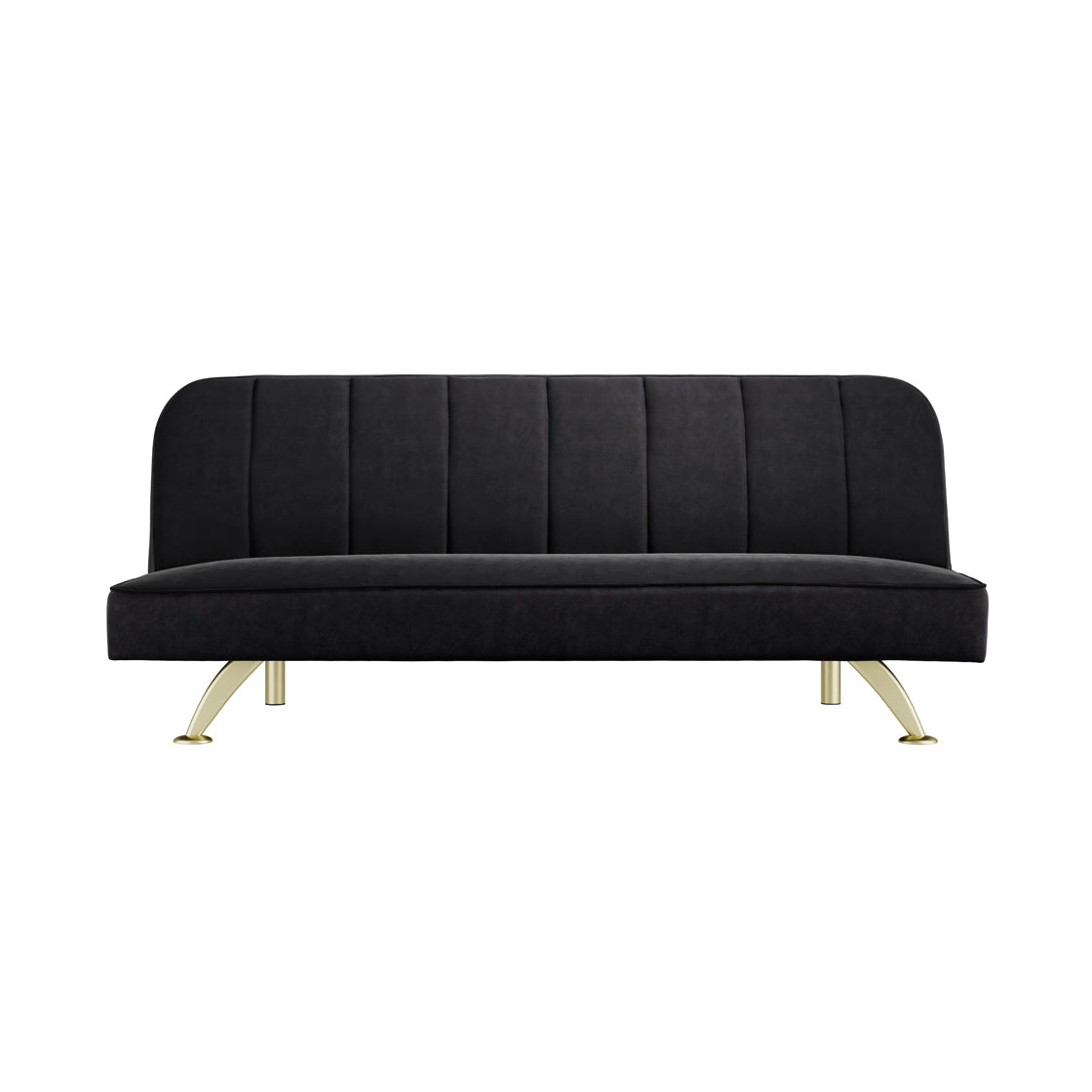 Malahide Upholstered Black Velvet Tufted Sofa Bed Gold Metal Legs