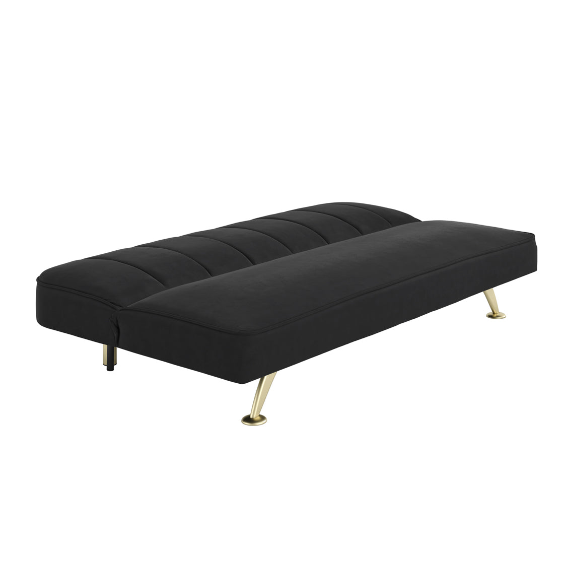 Malahide Upholstered Black Velvet Tufted Sofa Bed Gold Metal Legs