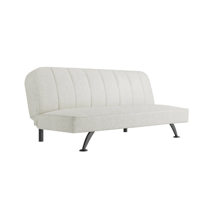 Malahide Upholstered Ivory Boucle Tufted Sofa Bed Black Metal Legs