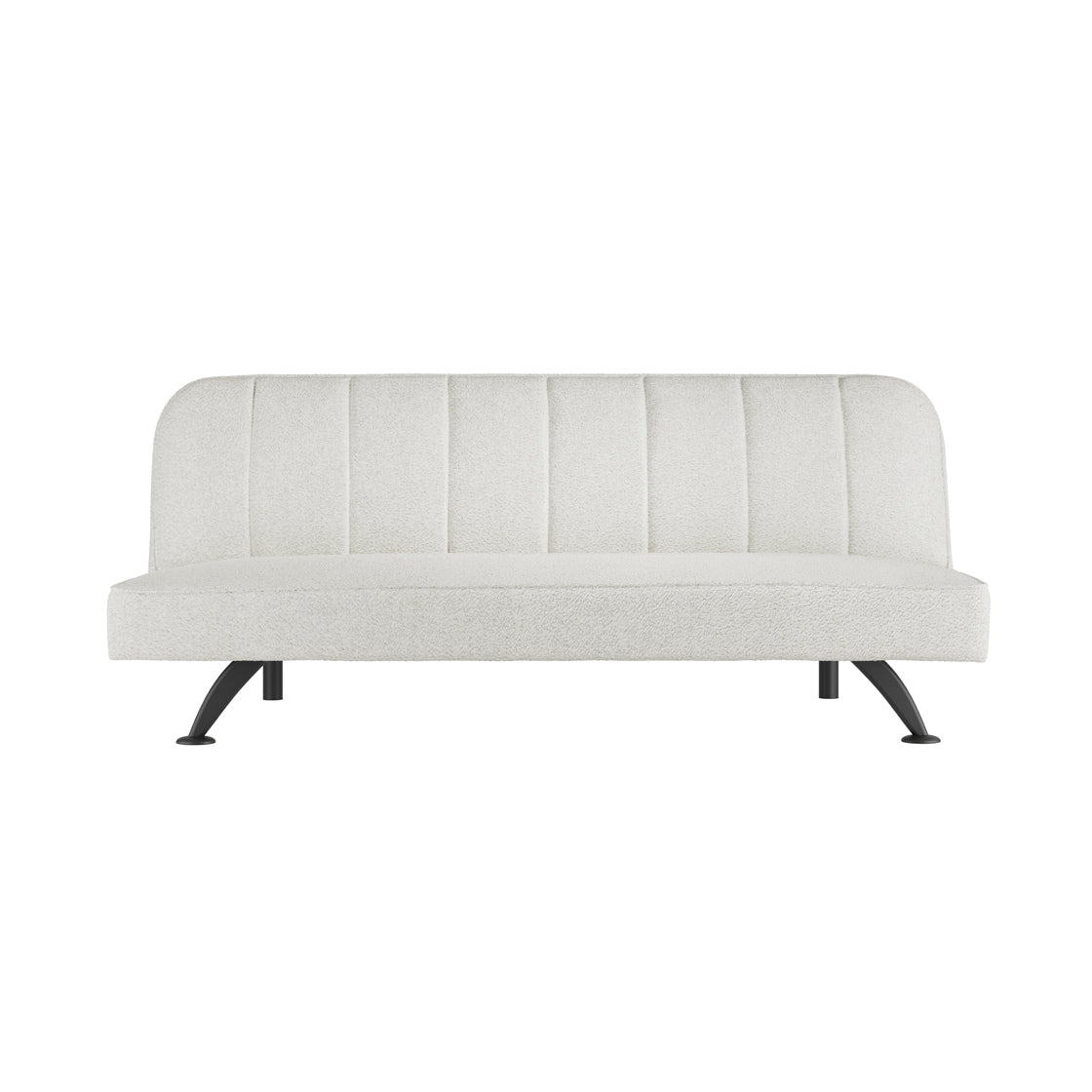 Malahide Upholstered Ivory Boucle Tufted Sofa Bed Black Metal Legs