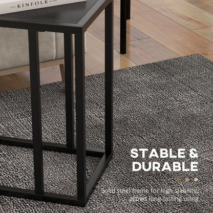 Sariso Metal And Wooden Black C Shaped Side Table With Wood Effect Top