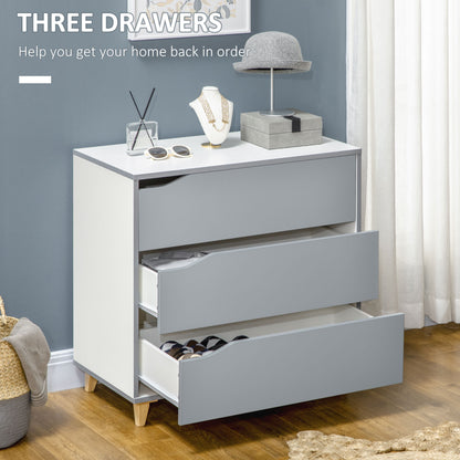 Thako Wood Grey 3 Drawer Chest With Natural Wood Angled Legs