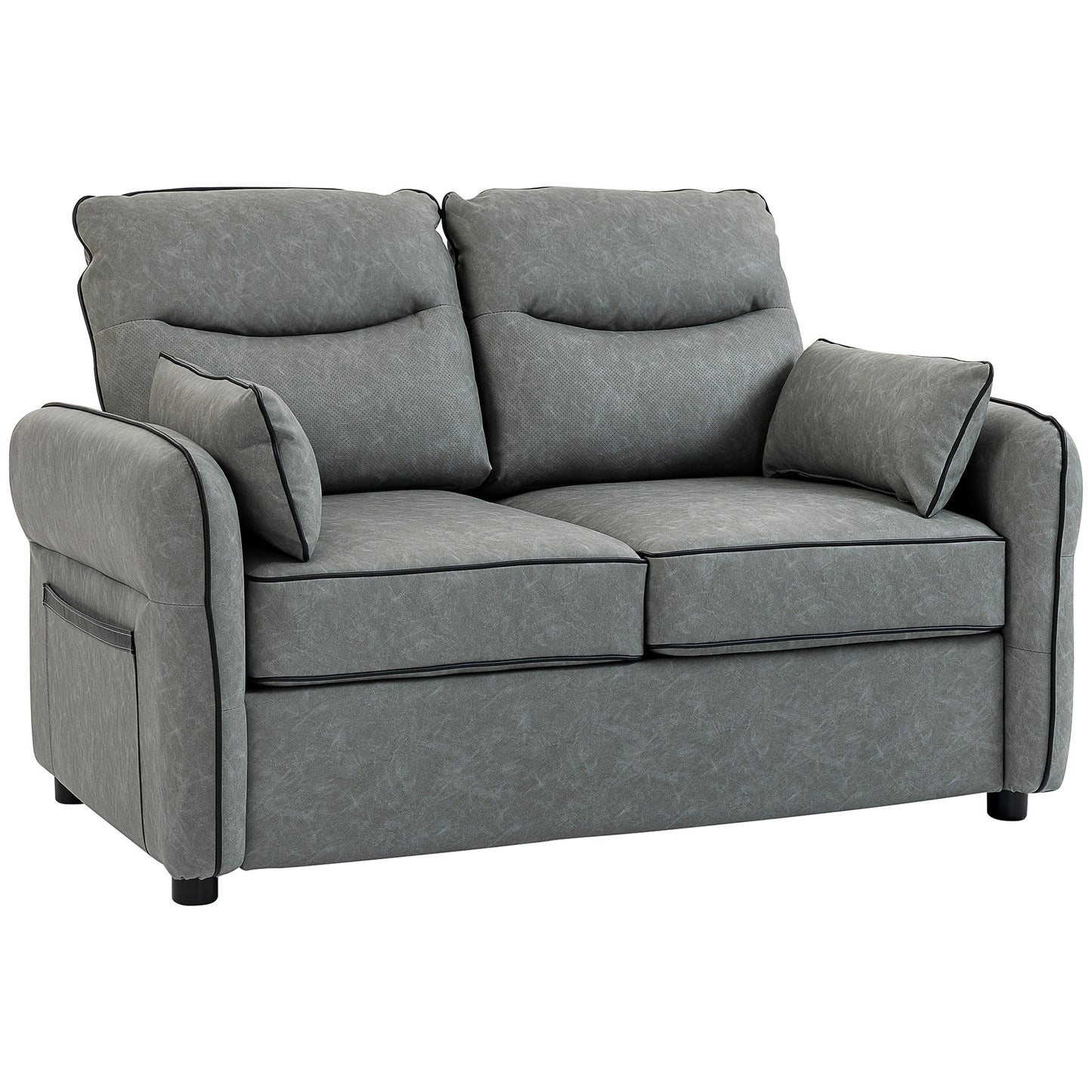 Pamazi Grey Faux Leather 2 Seater Sofa