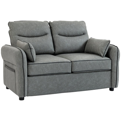 Pamazi Grey Faux Leather 2 Seater Sofa