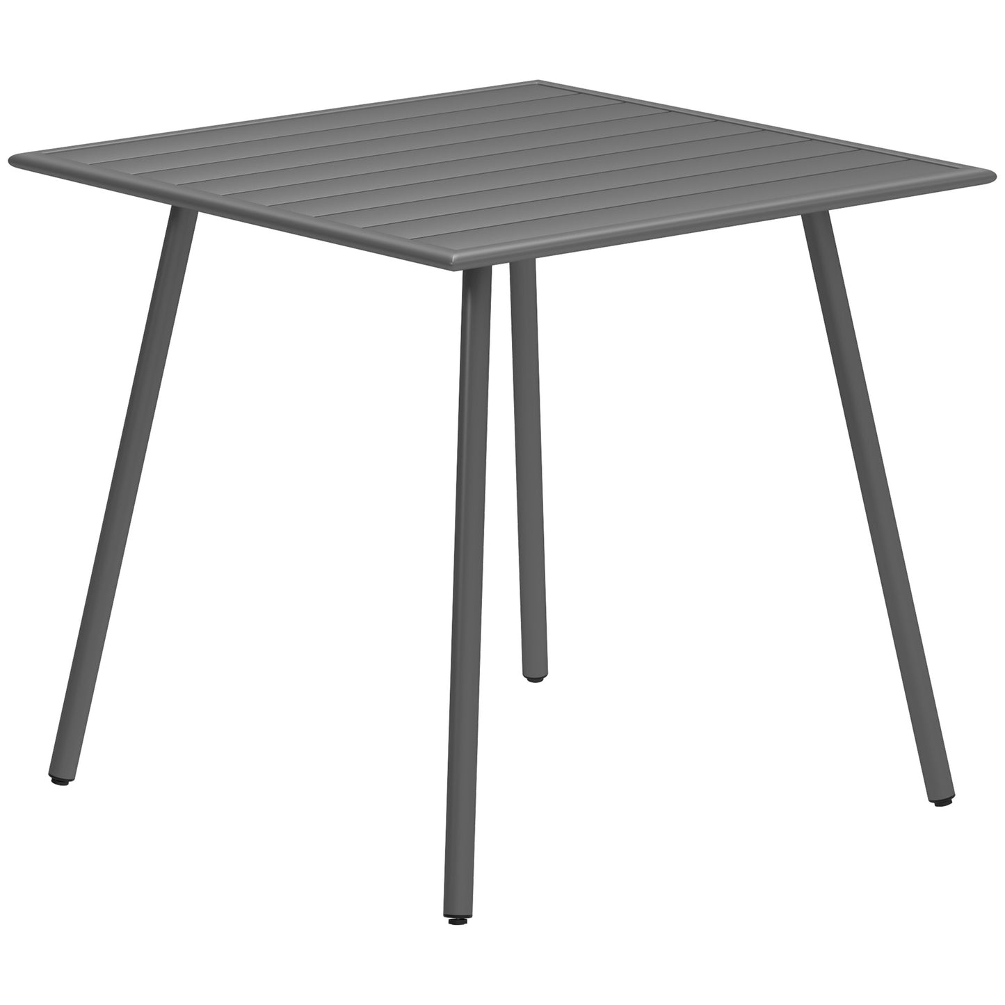 Ledisu 80cm Steel Grey Square Outdoor Dining Table With Slatted Top For 4