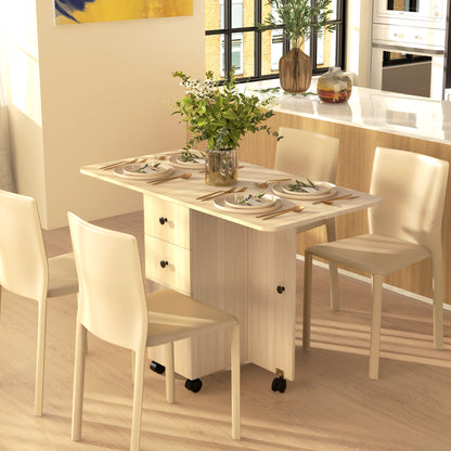 Tofaba Wooden Wood Effect Drop Leaf Dining Table With Integrated Storage