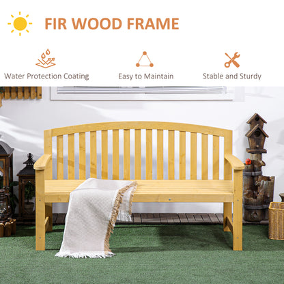 Tola 143cm Natural Wood 2 Seater Garden Bench With Armrests Slatted Frame