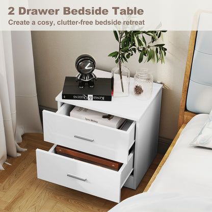 Belatera High Gloss White 3 Piece Bedroom Furniture Set Wardrobe Chest of Drawers And Bedside Table