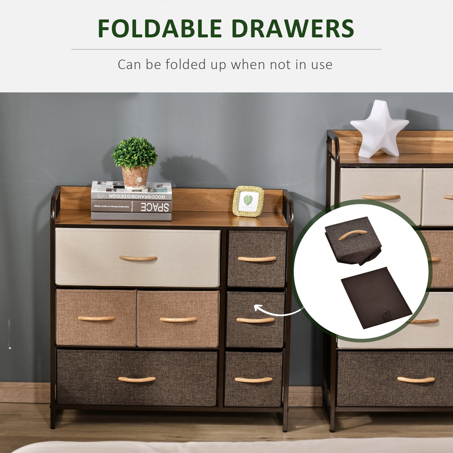 Latave Fabric And Metal Multicolour 7 Drawer Foldable Storage Chest