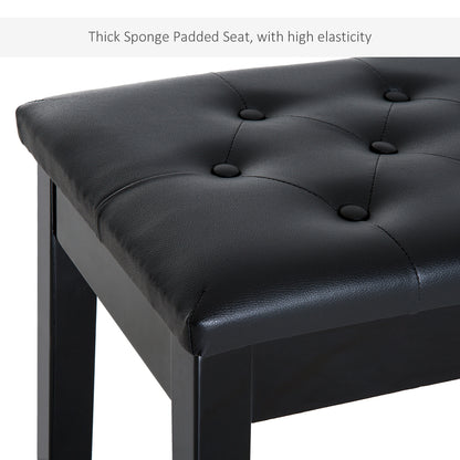 Milara Faux Leather Black Upholstered Piano Bench With Storage Compartment Diamond Tufted Lid