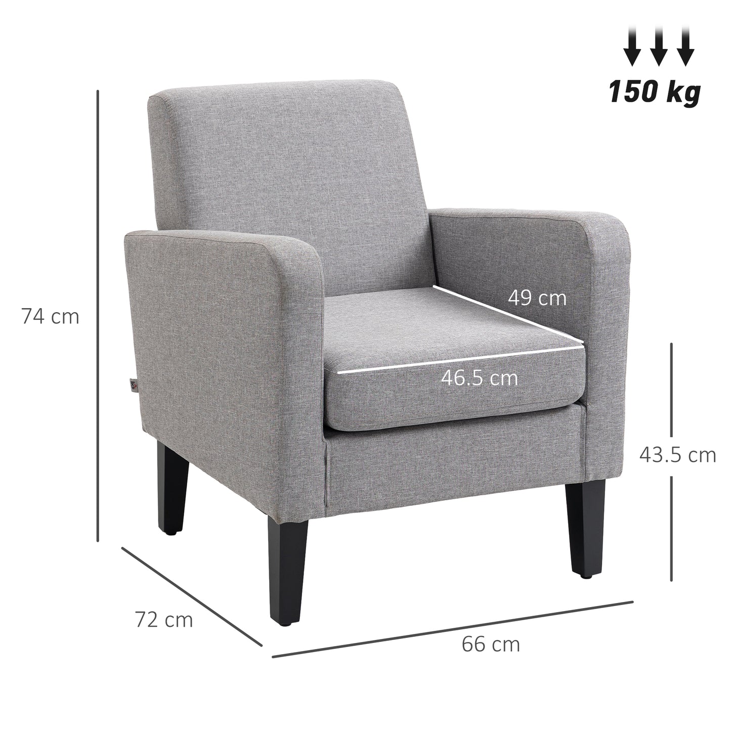 Lurasa Linen Look Light Grey Box Style Armchair