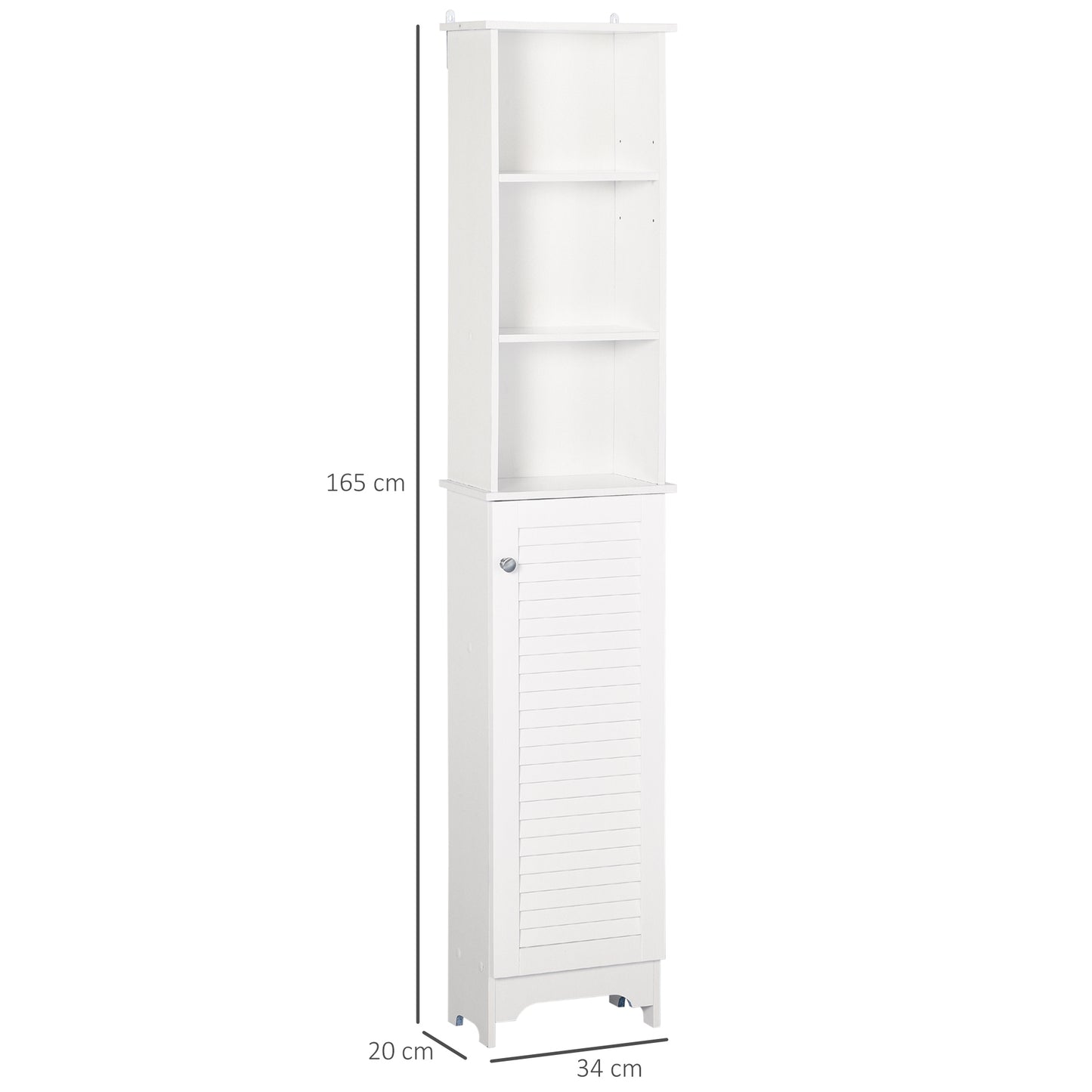 Nesaco Cofa Slim Tall Bathroom Storage Cabinet With Adjustable Shelves And Shutter Door White