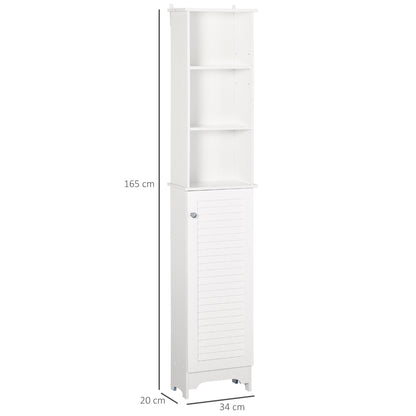 Nesaco Cofa Slim Tall Bathroom Storage Cabinet With Adjustable Shelves And Shutter Door White