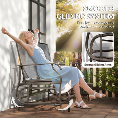 Mukatti  Metal Brown And Grey 2 Seater Garden Glider Bench With Glass Top Centre Table
