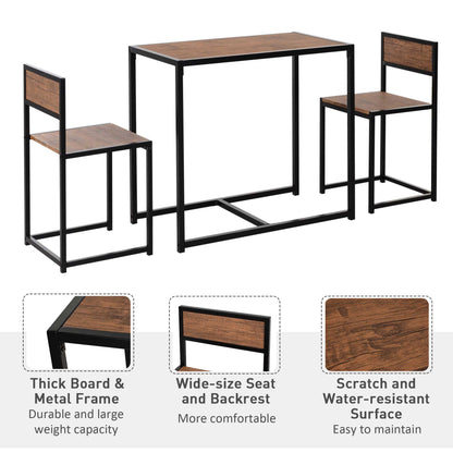 Lottopa Metal And Wooden Natural Compact Dining Table And Chair Set For Small Kitchens