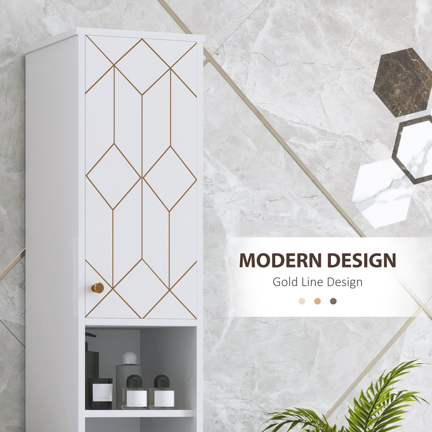 Conosu Mato Freestanding Slim Bathroom Storage Cabinet With Doors And Adjustable Shelves White