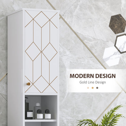 Conosu Mato Freestanding Slim Bathroom Storage Cabinet With Doors And Adjustable Shelves White