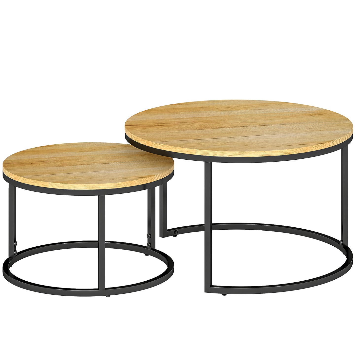 Mova Set Of 2 Light Natural Finish Wood Effect Nesting Tables