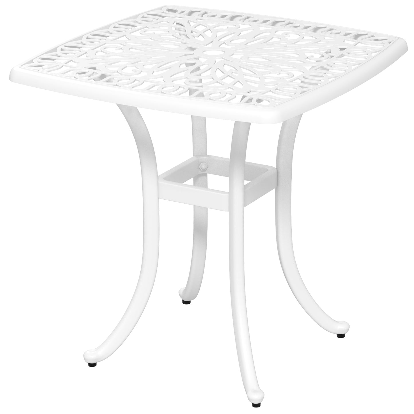 Zisu Cast Aluminium White Square Outdoor Bistro Table With Umbrella Hole