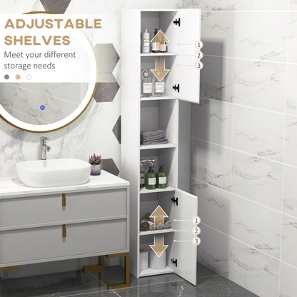 Yoco High Gloss White Freestanding Bathroom Storage Cabinet With Doors And Adjustable Shelves