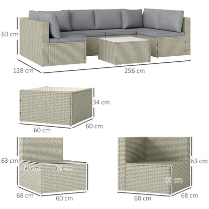 Lura Rattan Light Brown 7 Piece Modular Outdoor Furniture Set