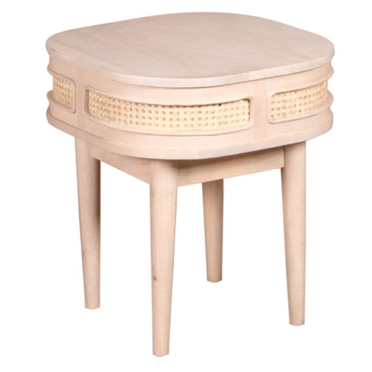 Chicago Cane Rattan and Natural Natural Mango Wood and Rattan Bedside Table