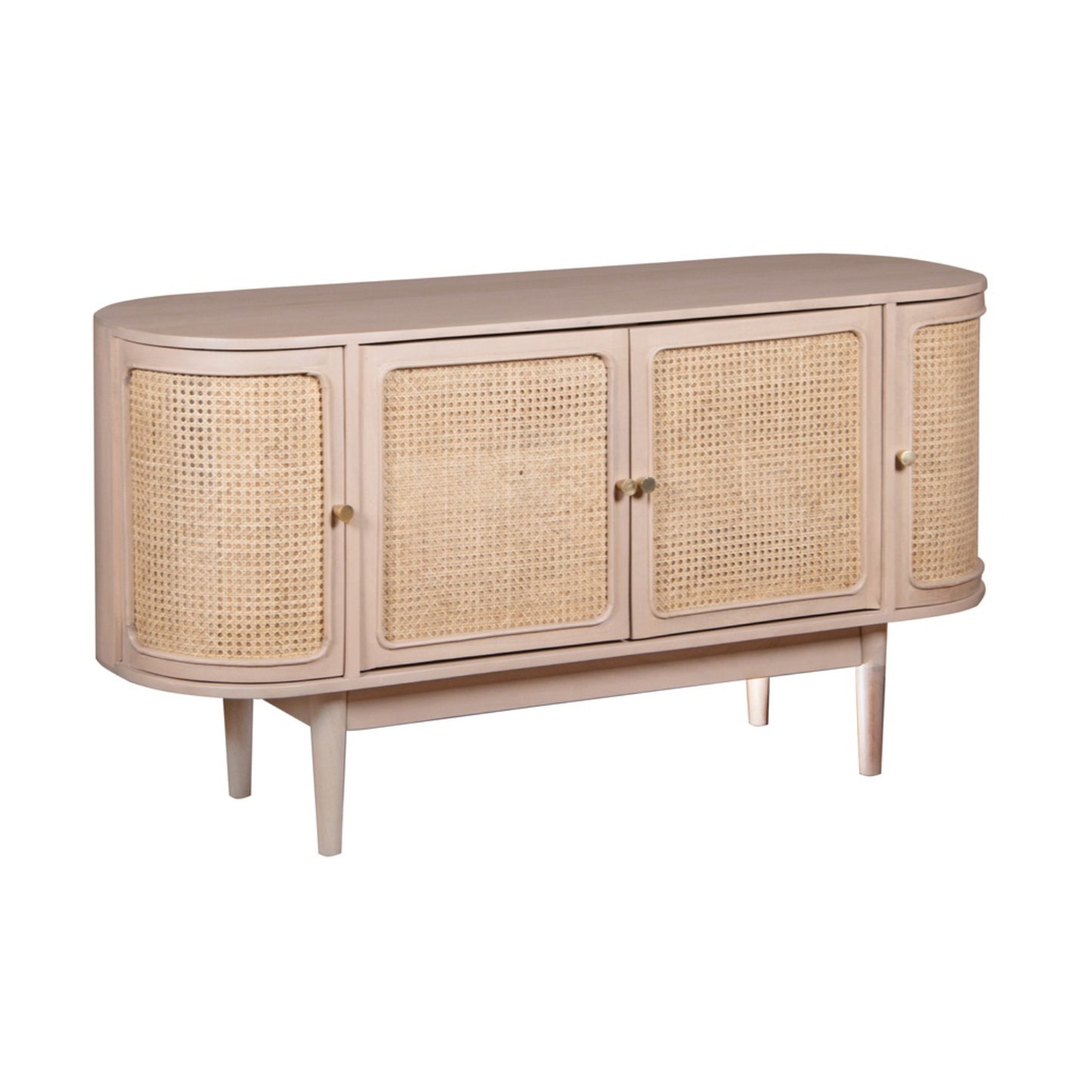Chicago Cane Rattan and Natural Mango Wood 4 Doors Sideboard